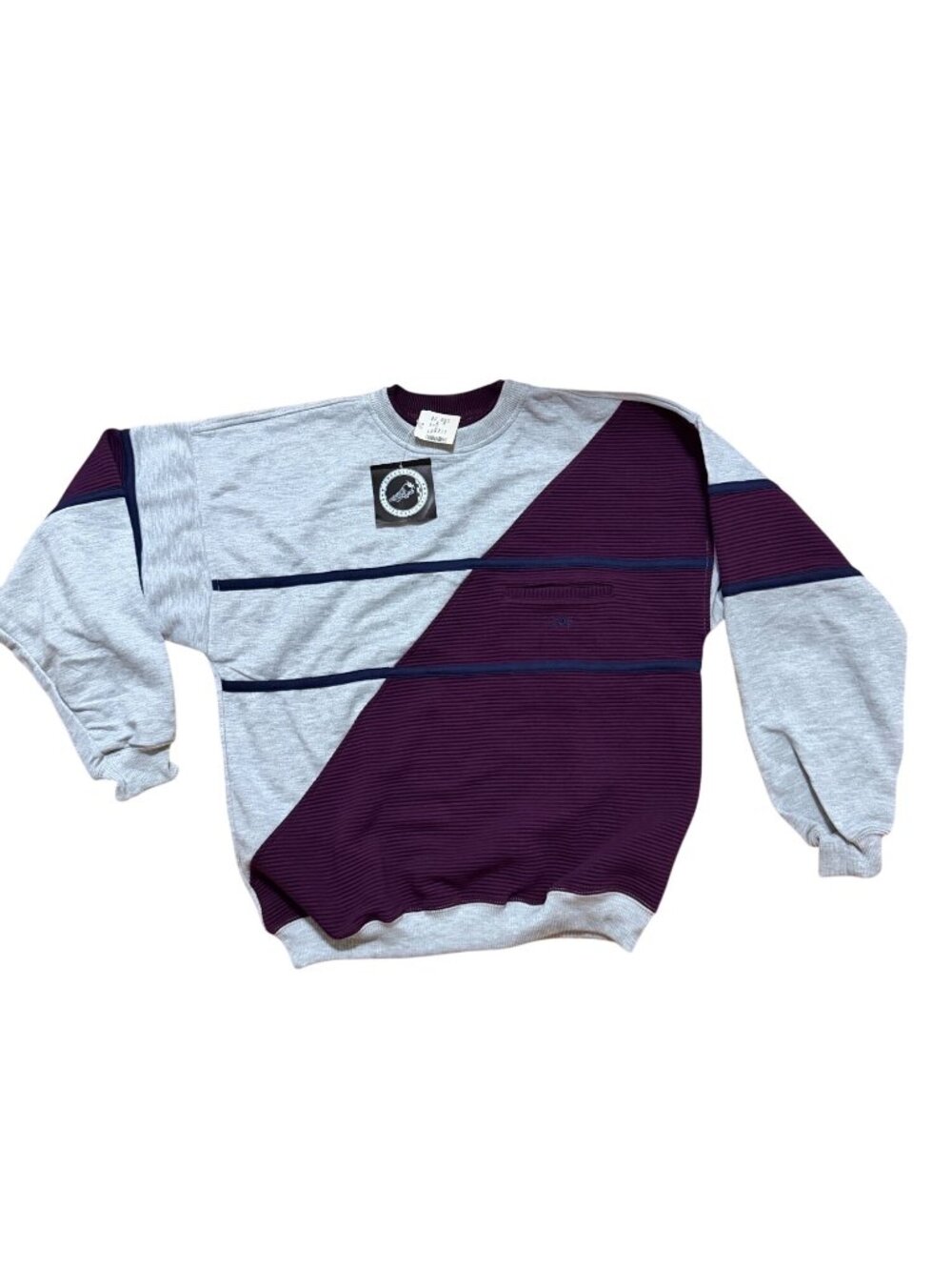 Vintage Greenline International Colorblock Crewneck Sweatshirt Gray & Purple Siz